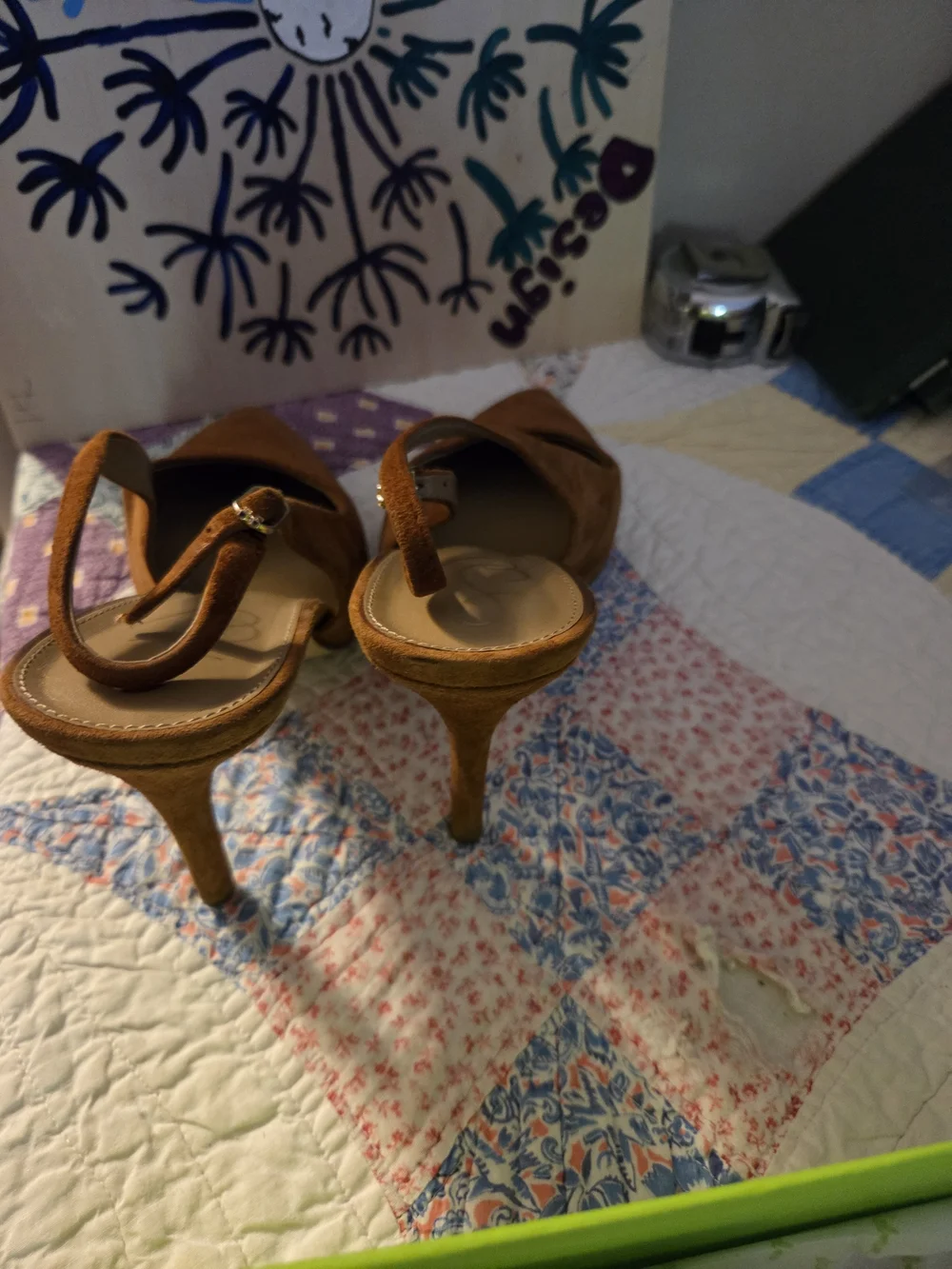Women's Pointed-Toe Slingback Heels in Chestnut Brown Sam Eldeman 8.5 Gently Use